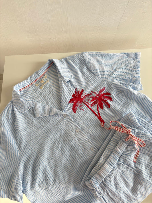 Embroidered blue Nightwear
