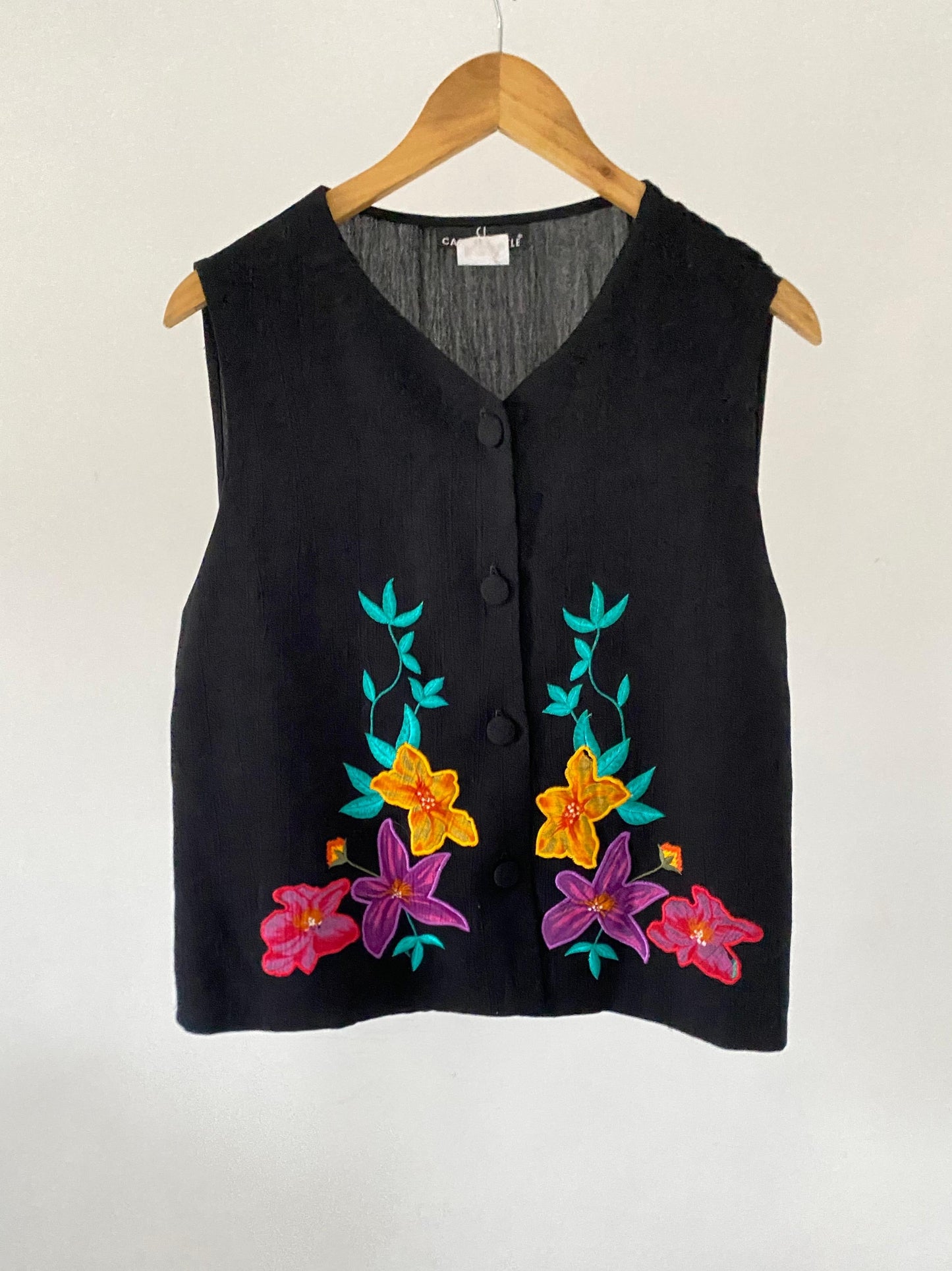 Embroidered Black Vest