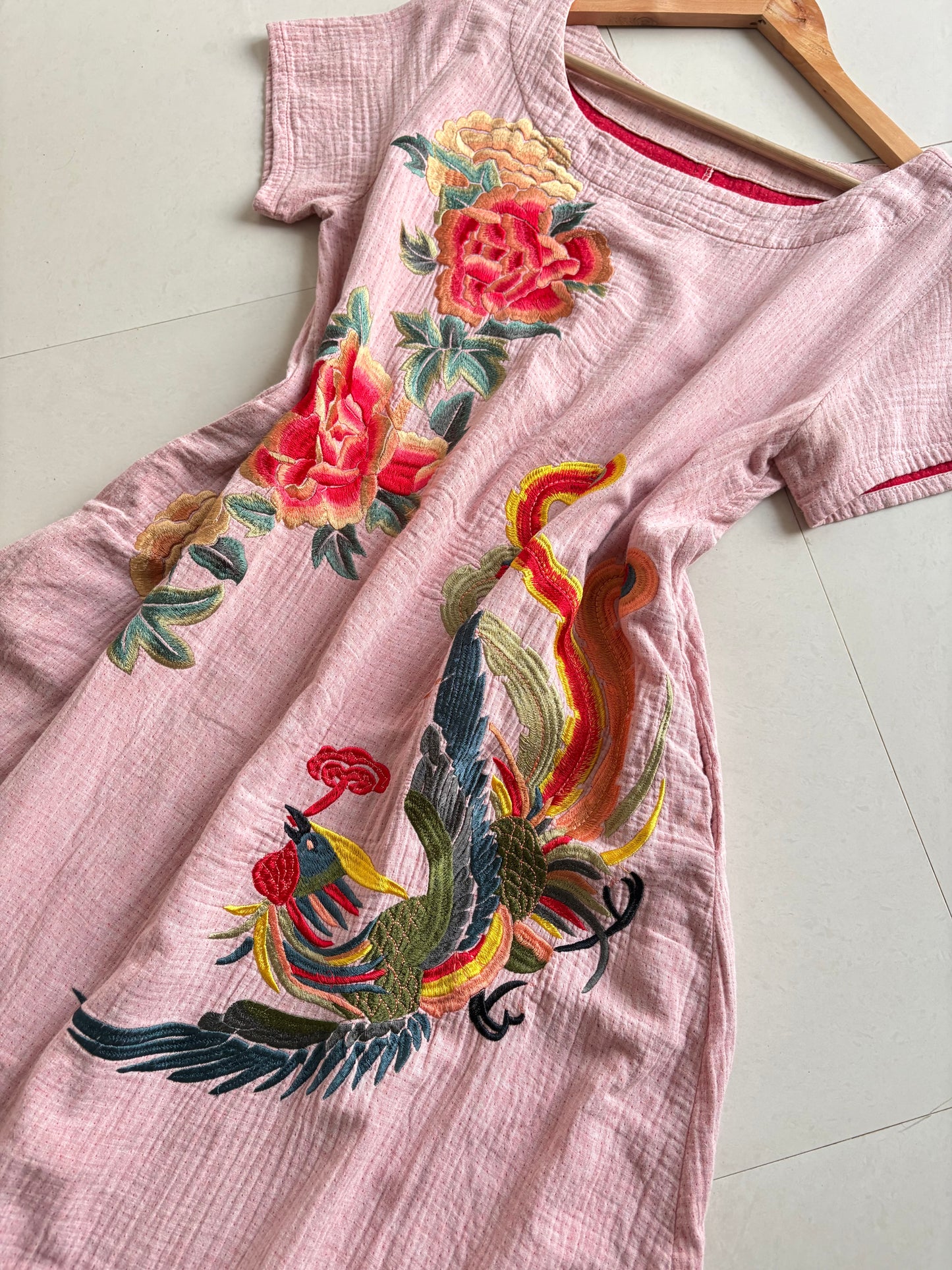Embroidered mauve dress