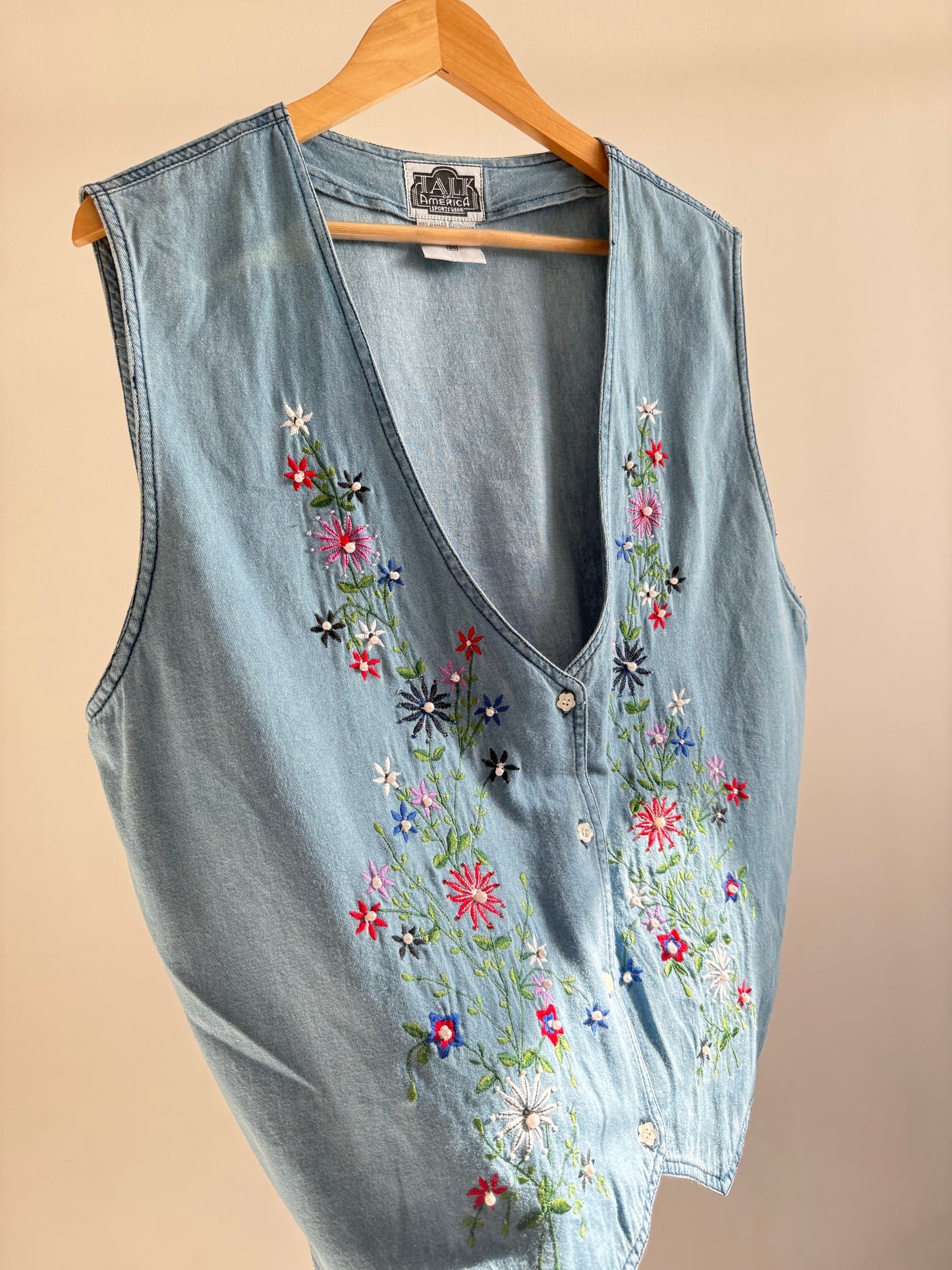 Denim Floral Vest