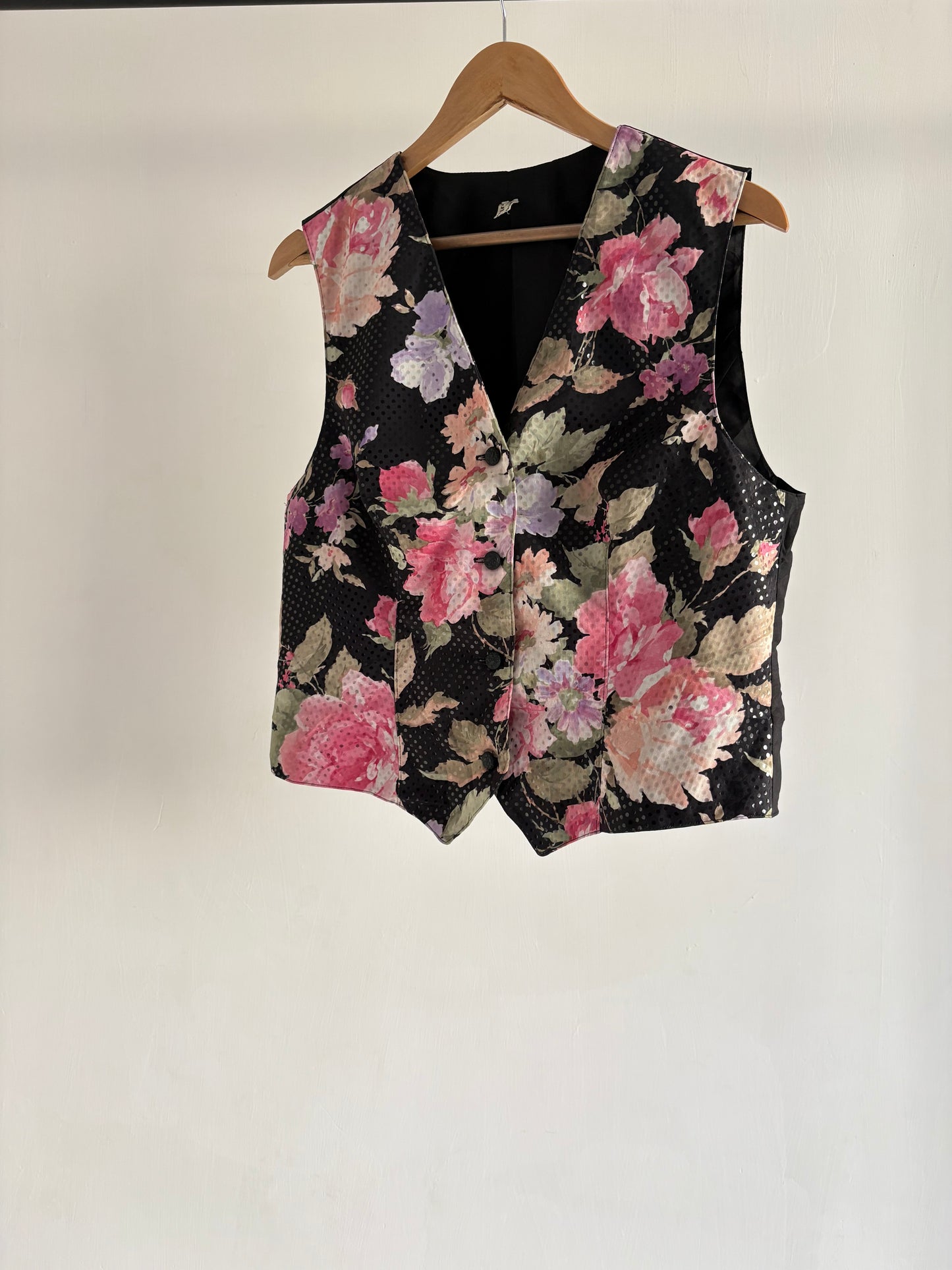 Floral Black Vest