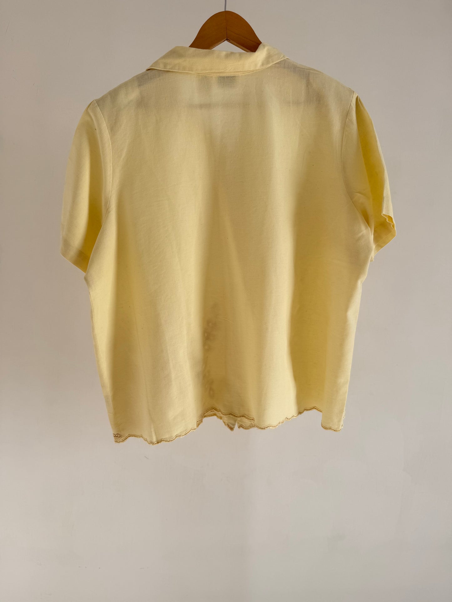 Yellow Linen Embroidered Shirt