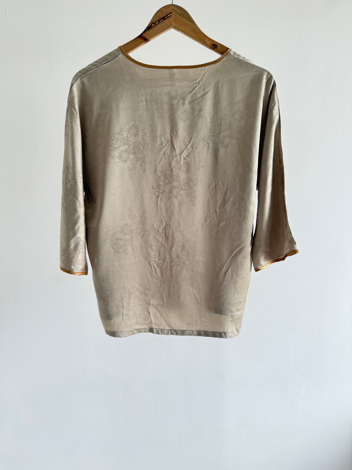Beige silk brocade top