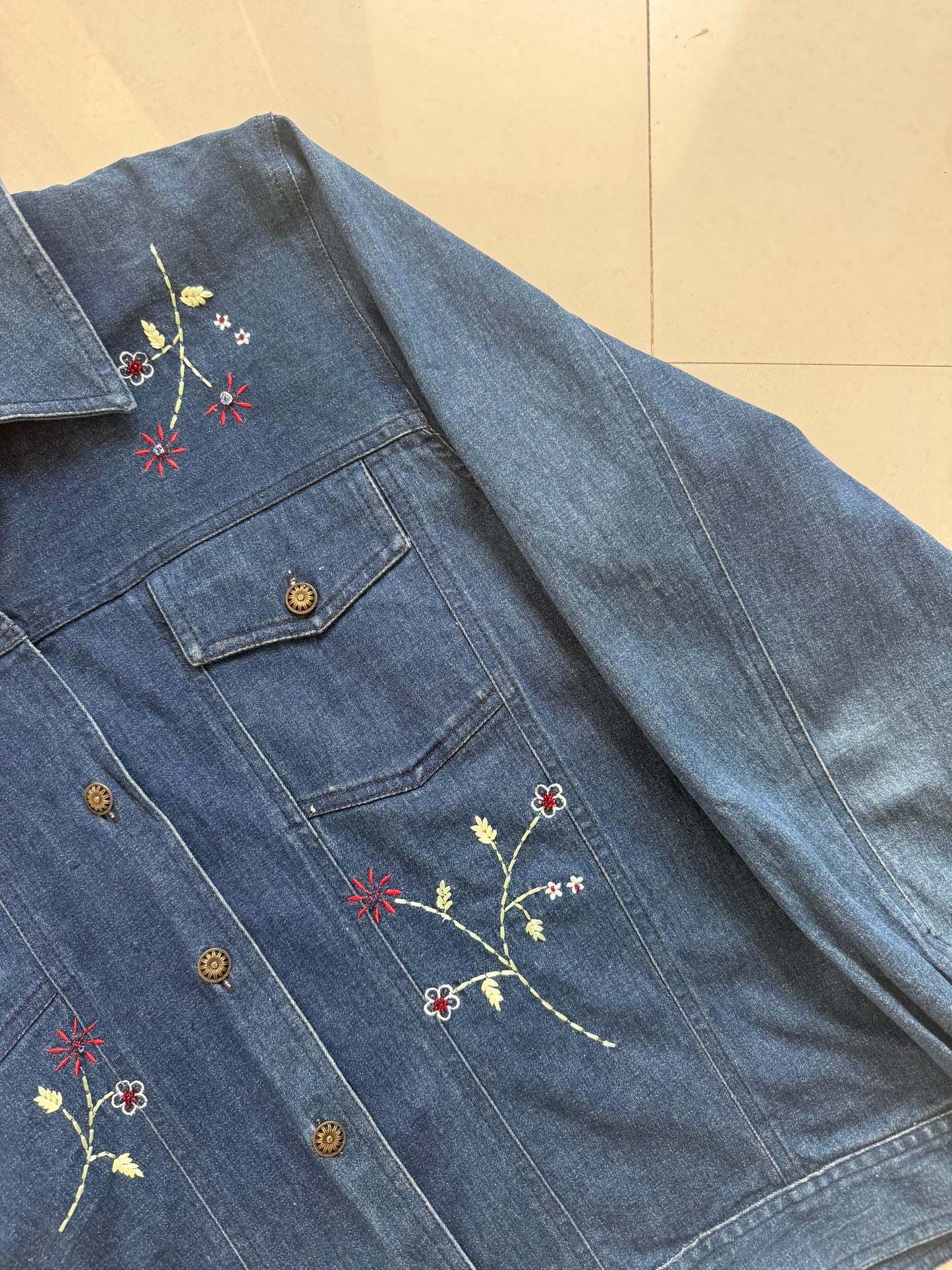 Denim Floral Jacket