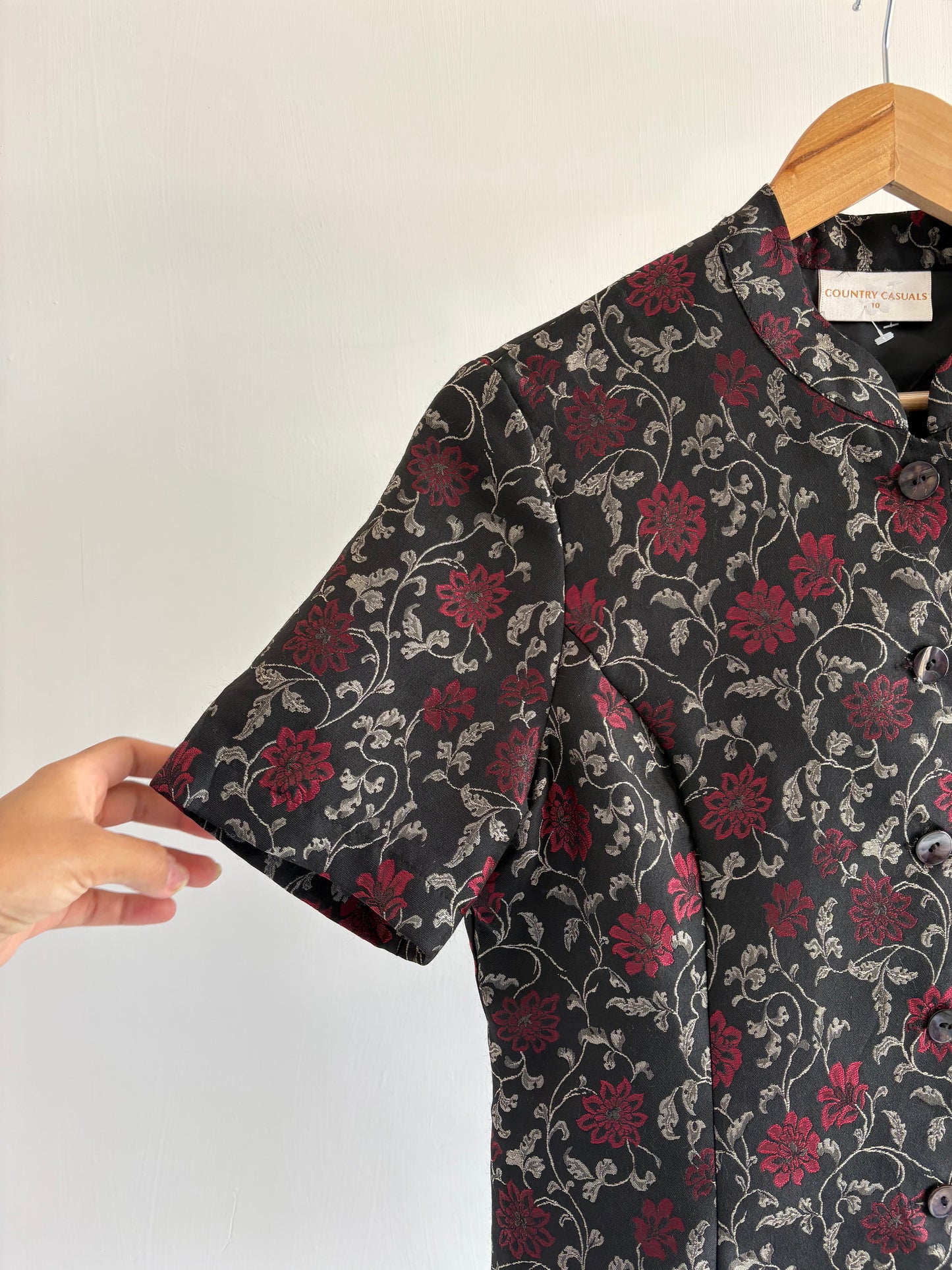 Midnight Rose Brocade Top