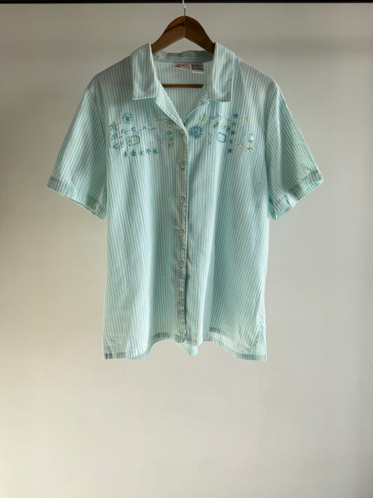 Sea Green Embroidered Shirt
