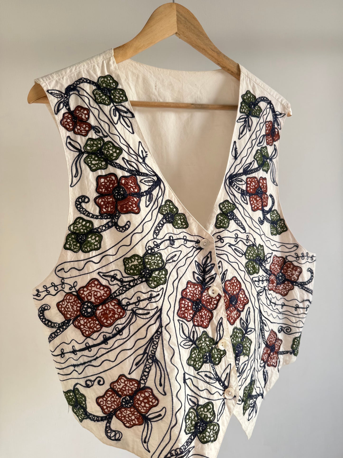 White Embroidered Vest