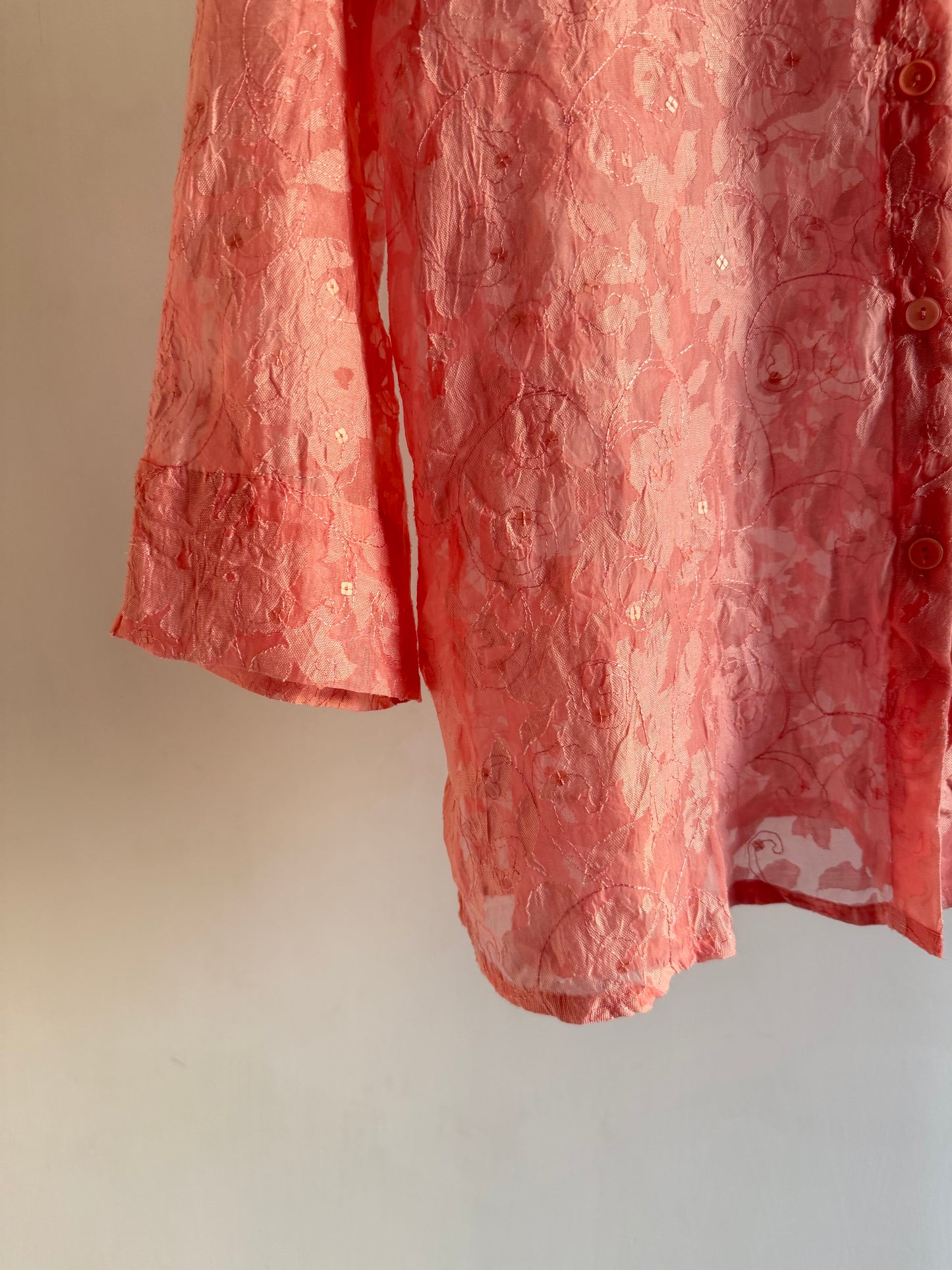 Peach Floral Embossed Shirt