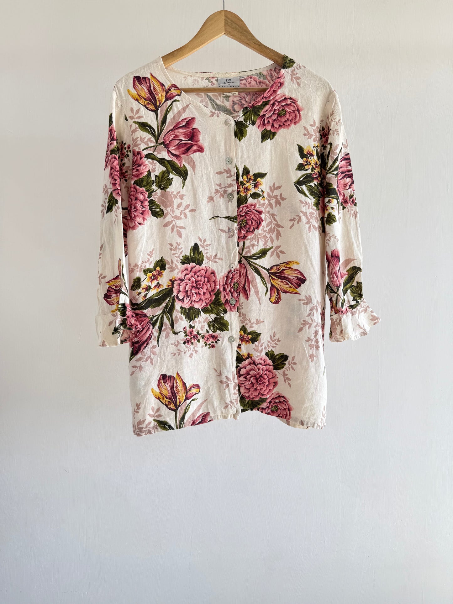 Floral Button Down Linen Top