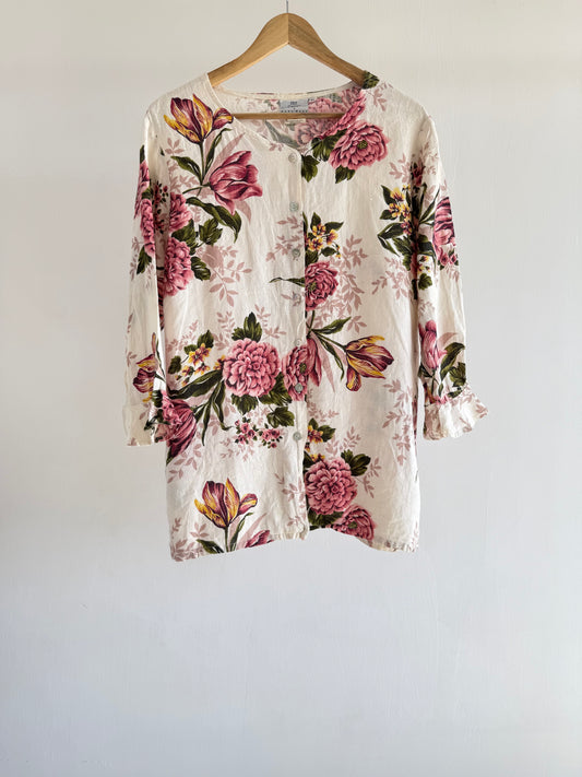 Floral Button Down Linen Top