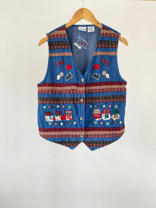Patchwork denim vest