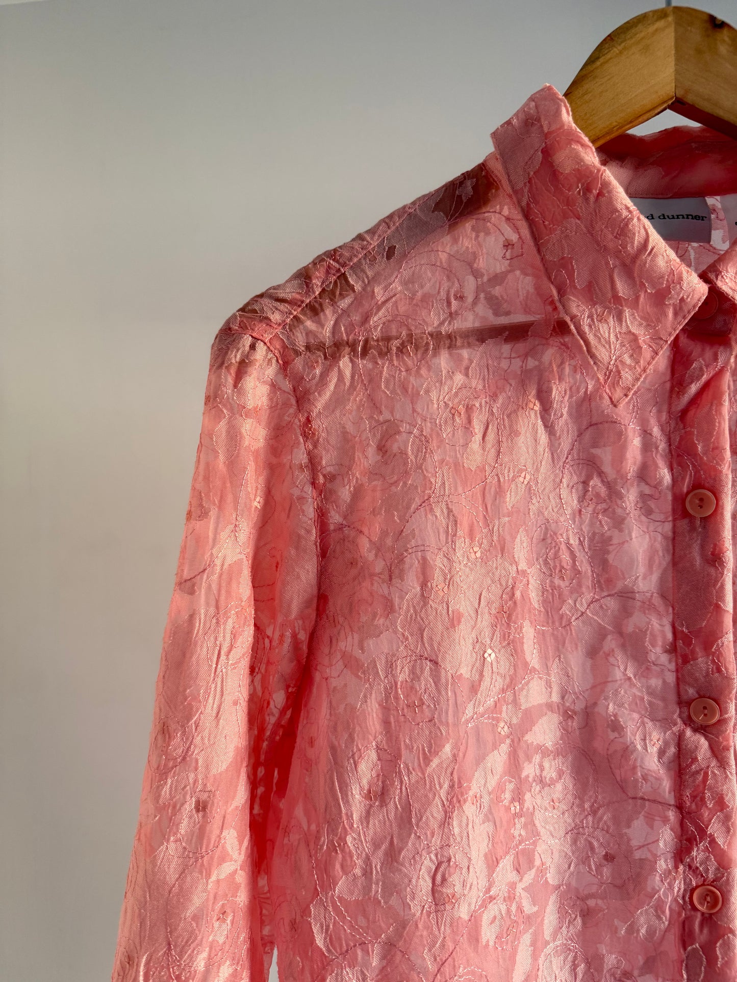 Peach Floral Embossed Shirt