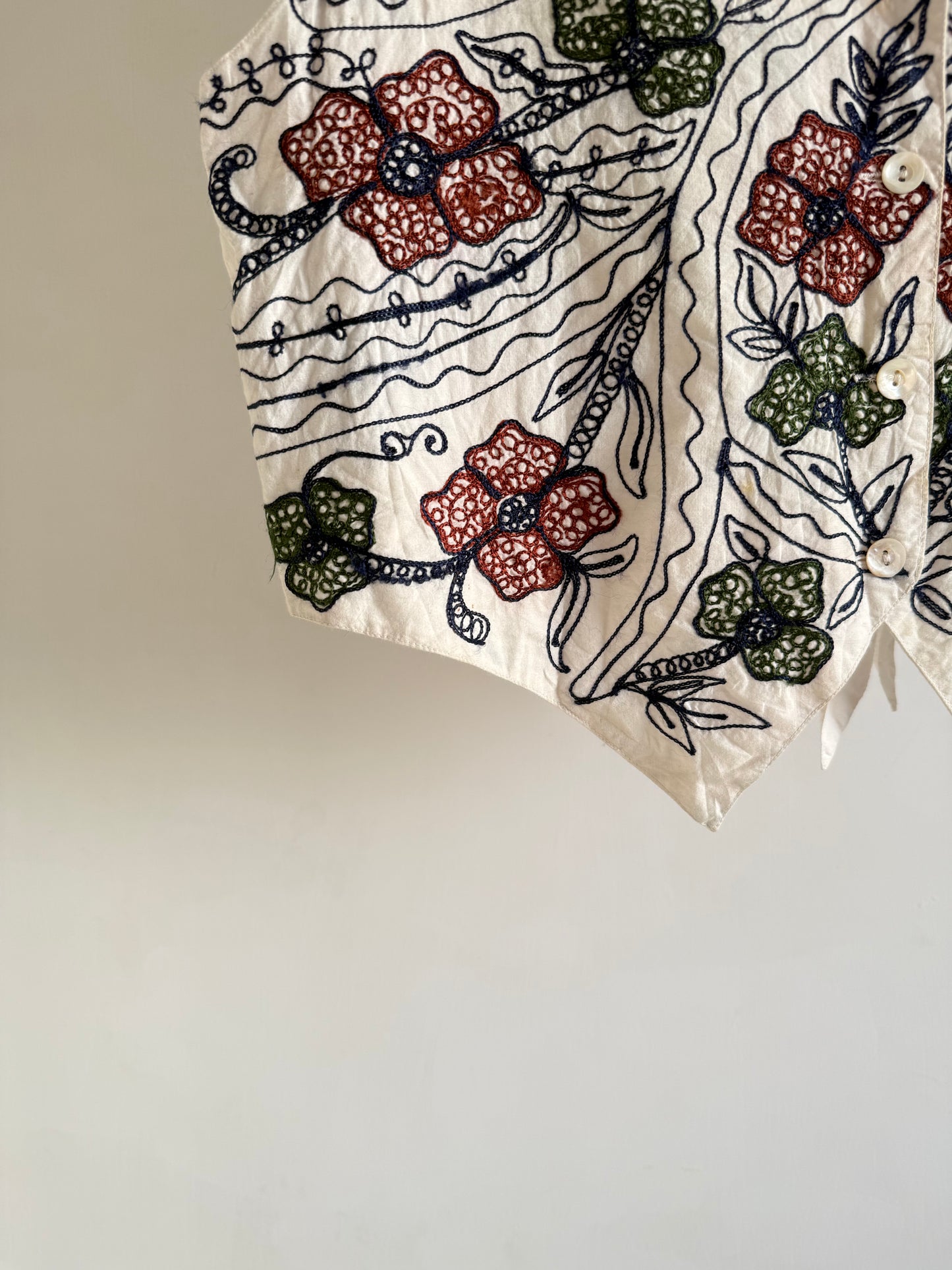 White Embroidered Vest