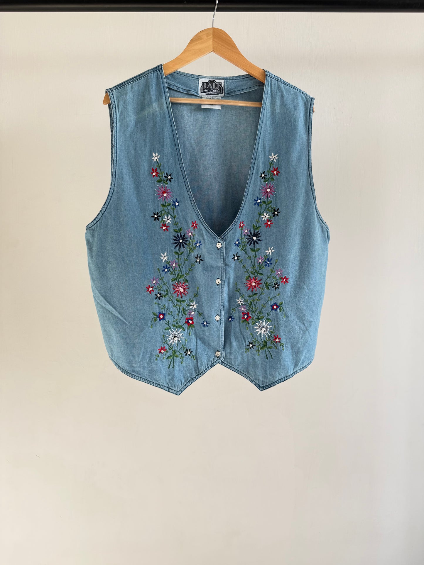 Denim Floral Vest