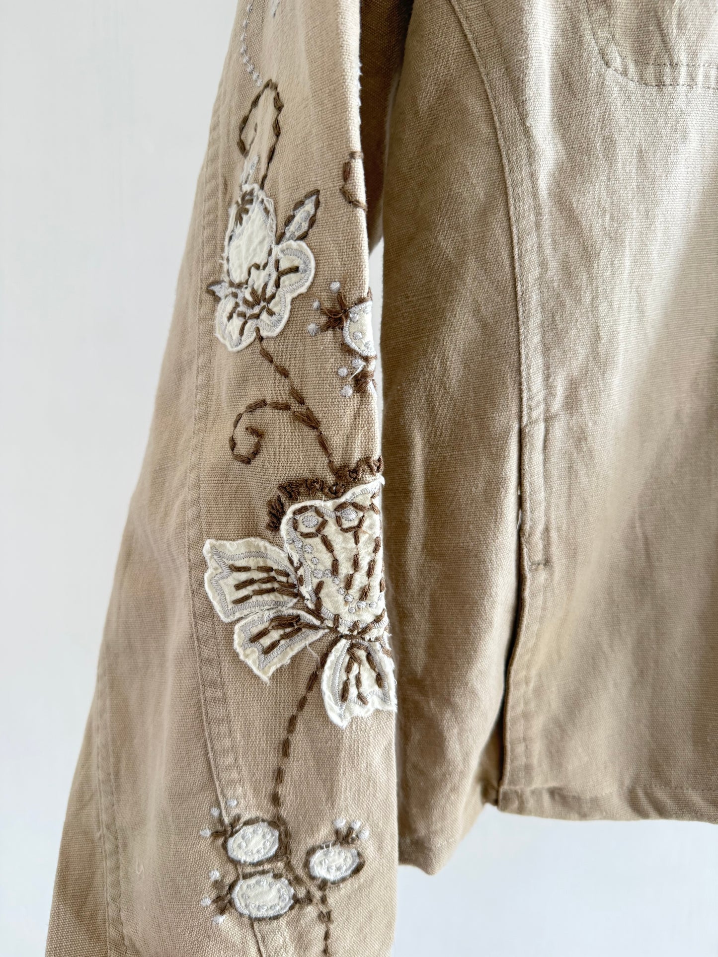 Beige Floral Embroidered Jacket