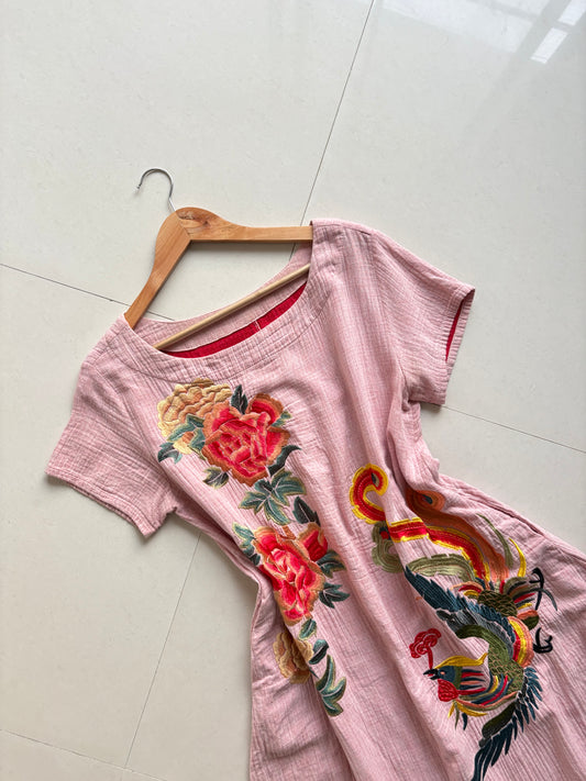 Embroidered mauve dress