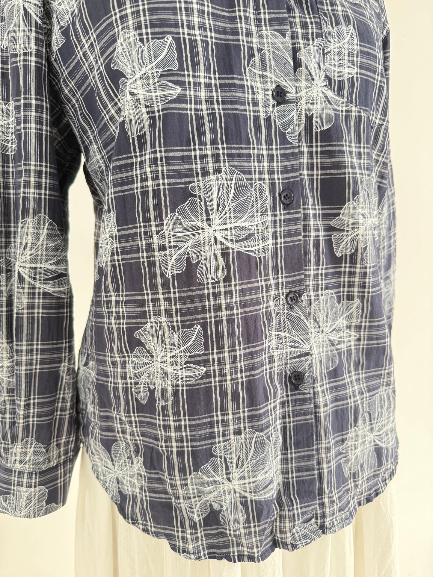 Navy Floral Printed Shirt