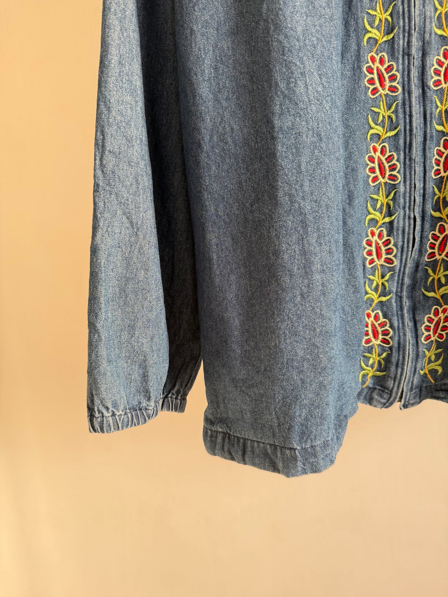 Blue Embroidered Denim Shirt