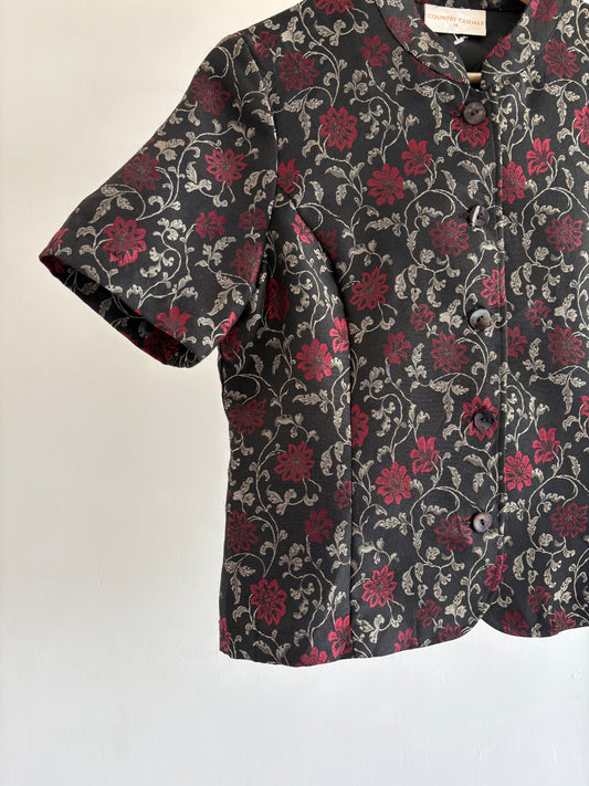 Midnight Rose Brocade Top