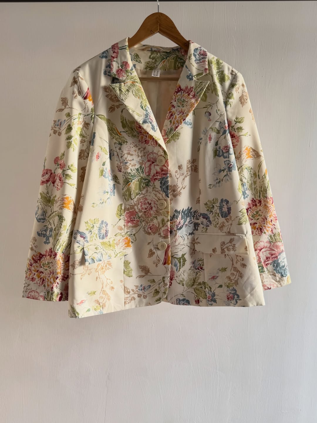Beige Floral Printed Blazer