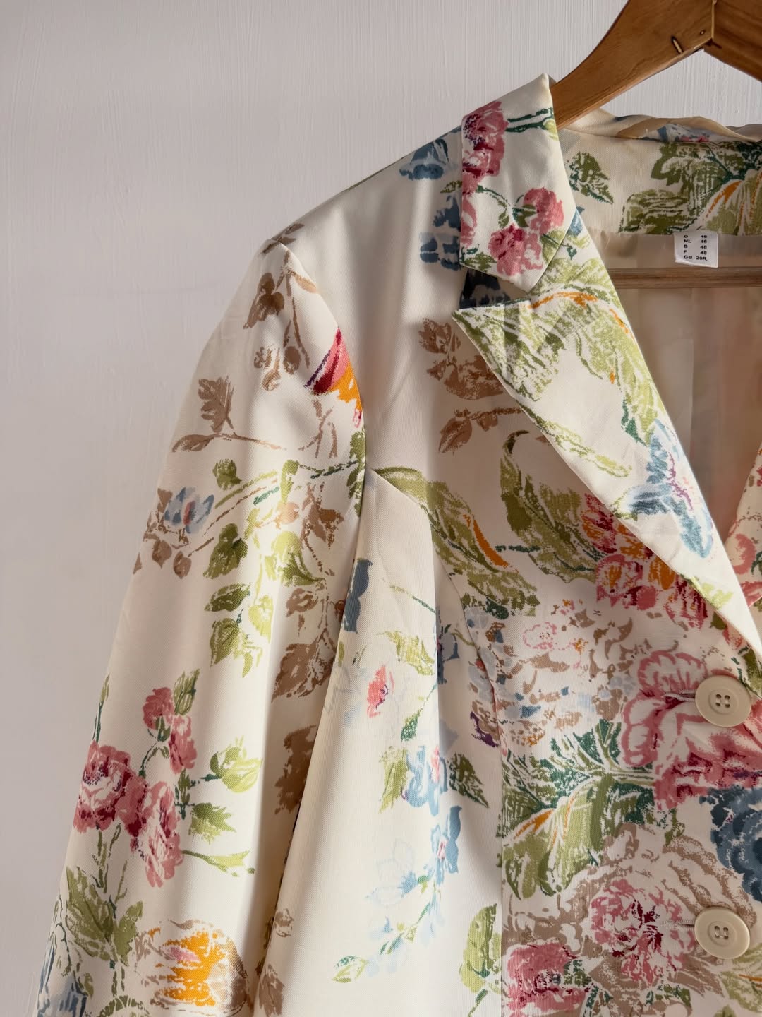 Beige Floral Printed Blazer