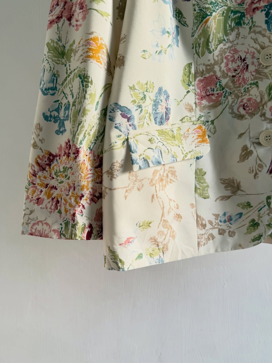 Beige Floral Printed Blazer