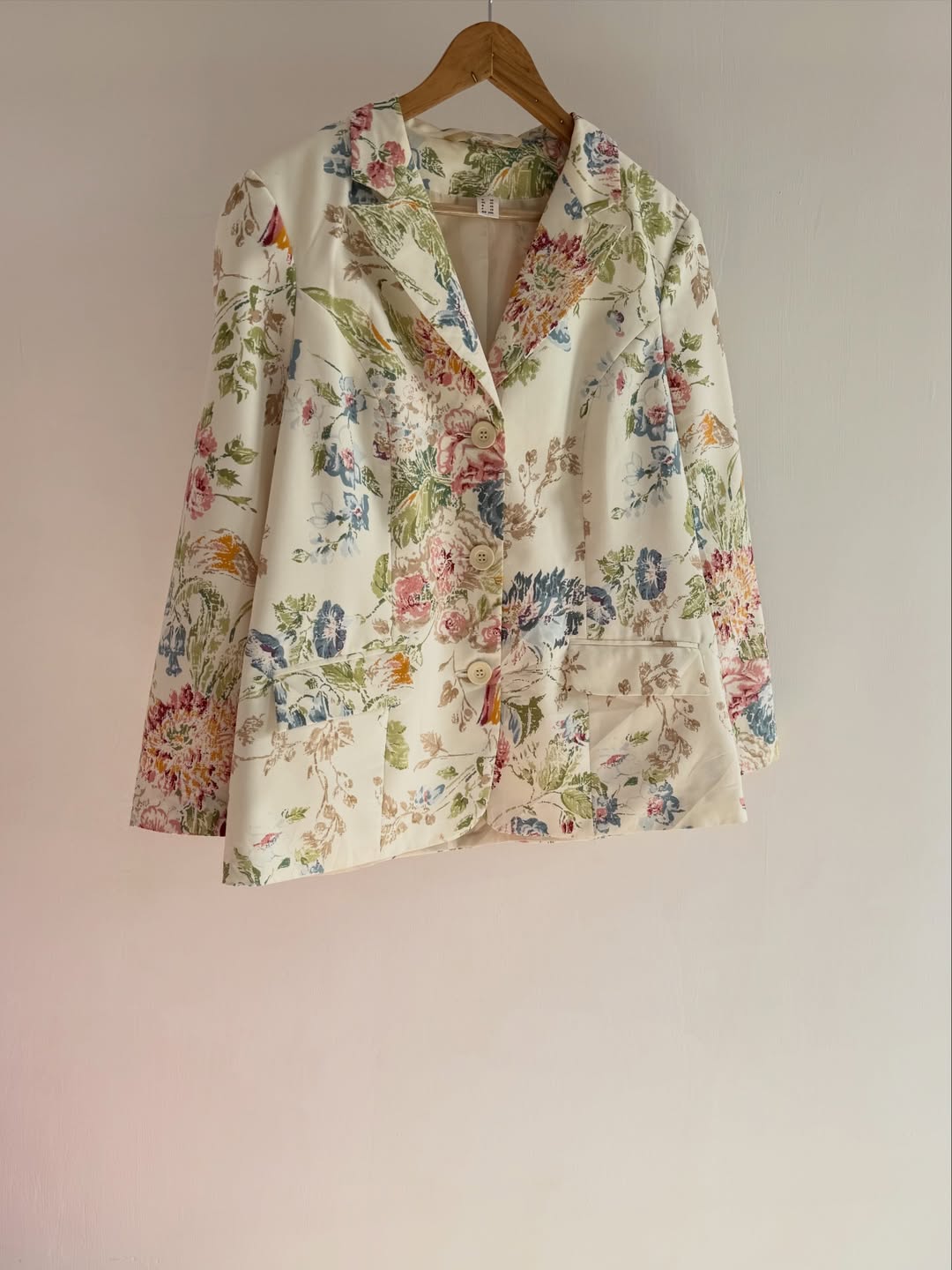 Beige Floral Printed Blazer