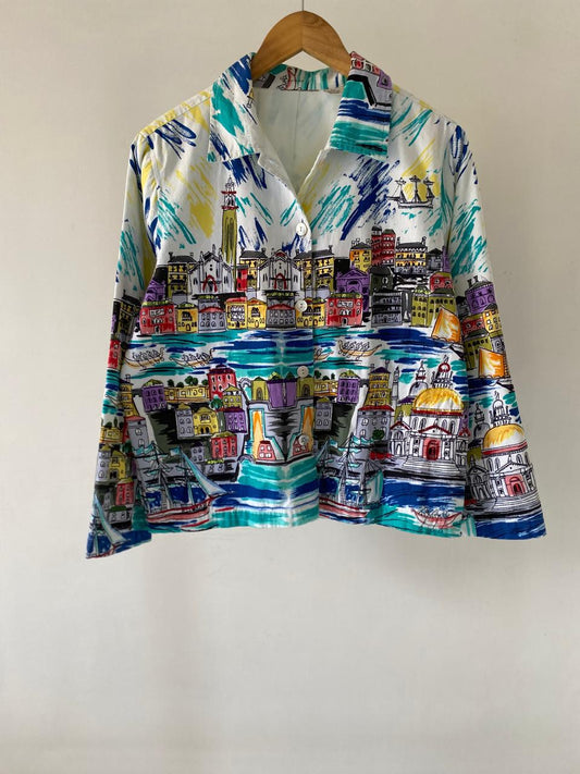 Hand-Painted Cityscape Shirt – Unisex