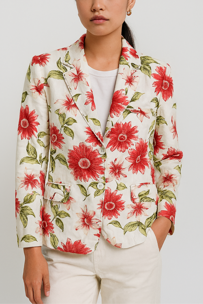 Red Flowers Blazer